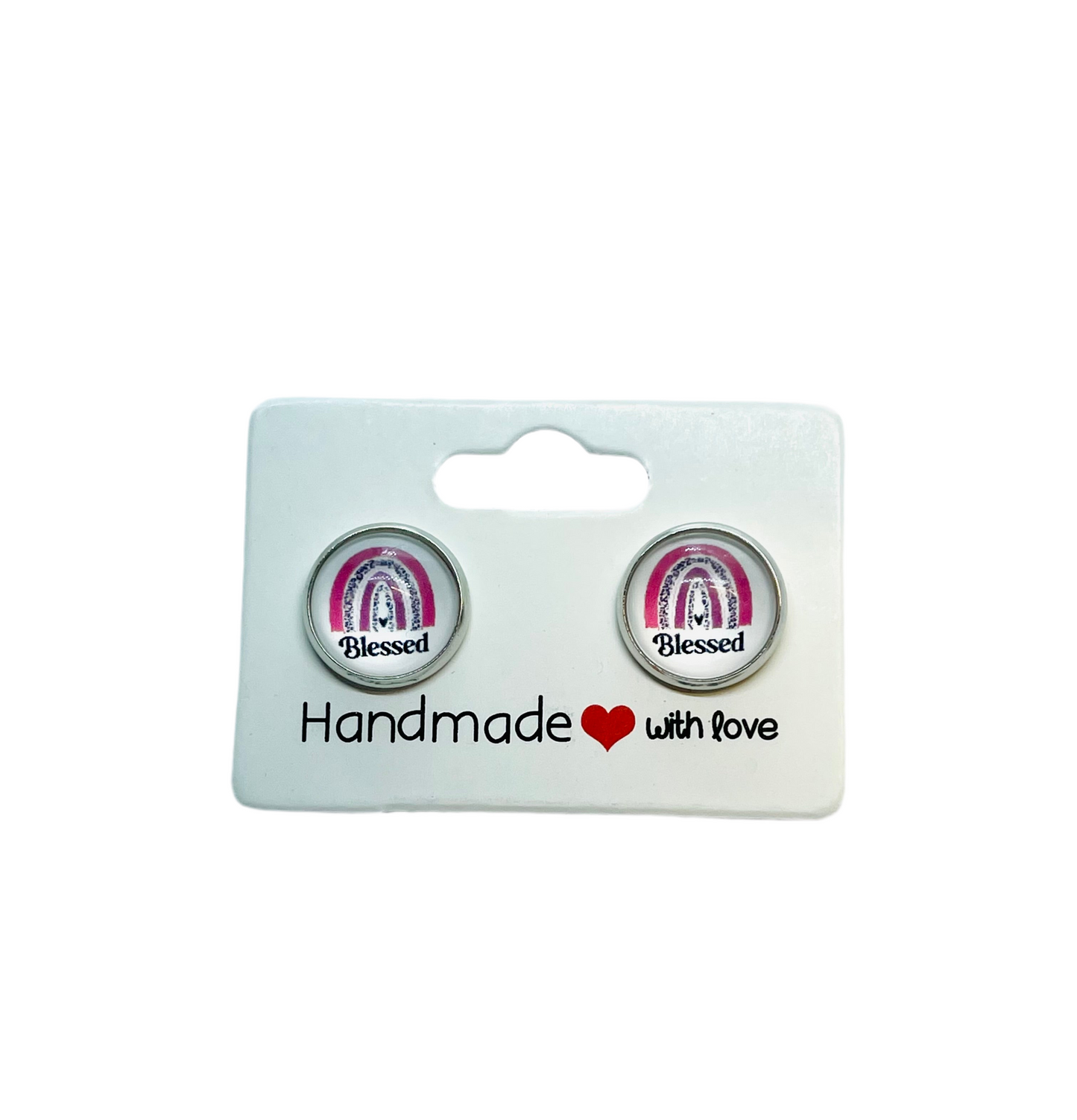 Blessed Pink Rainbow Stud Earrings