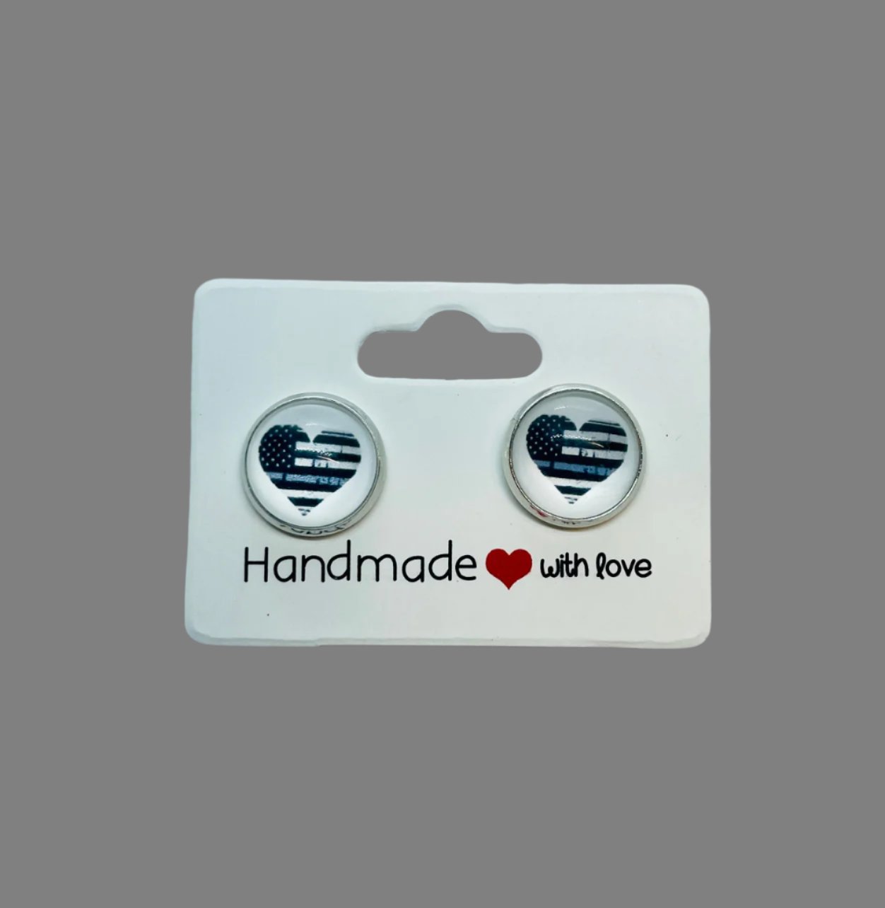 Silver Gray Line Support Earrings