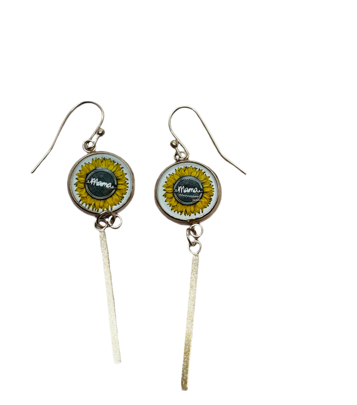 Custom Mama Sunflower Dangle Earrings