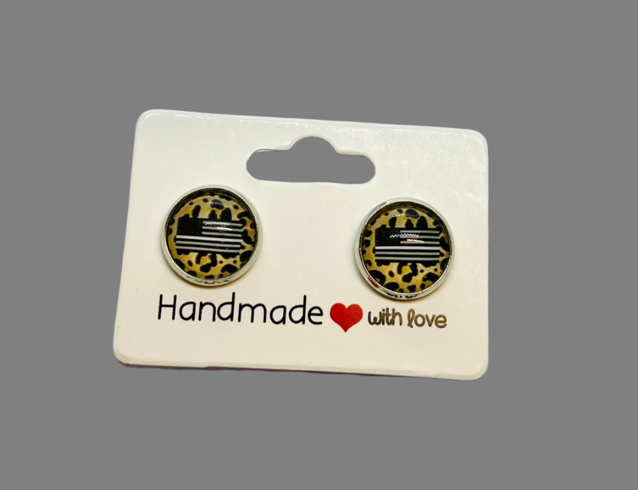Silver Gray Line Support Earrings