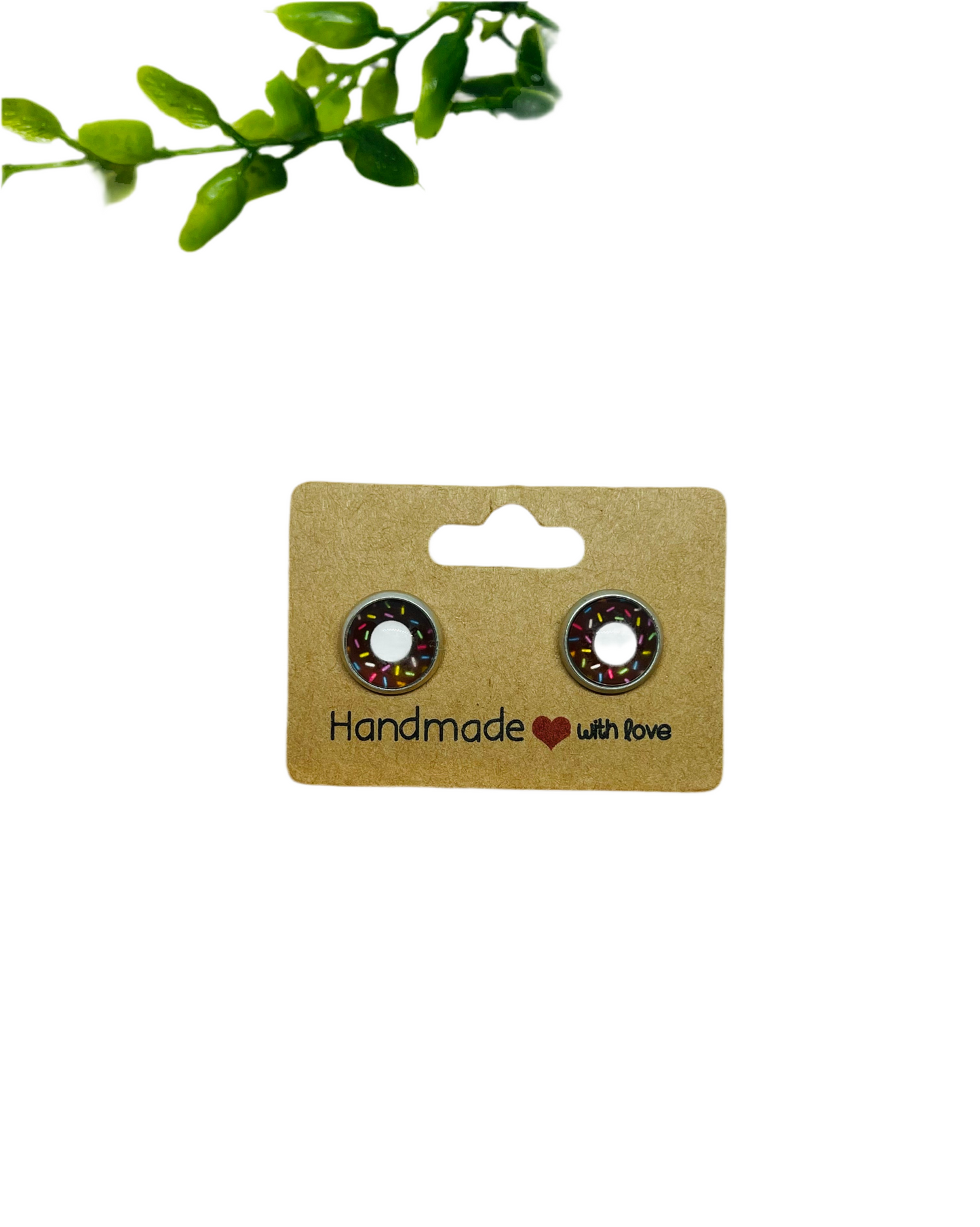 Chocolate Donut 10mm Stud Earrings