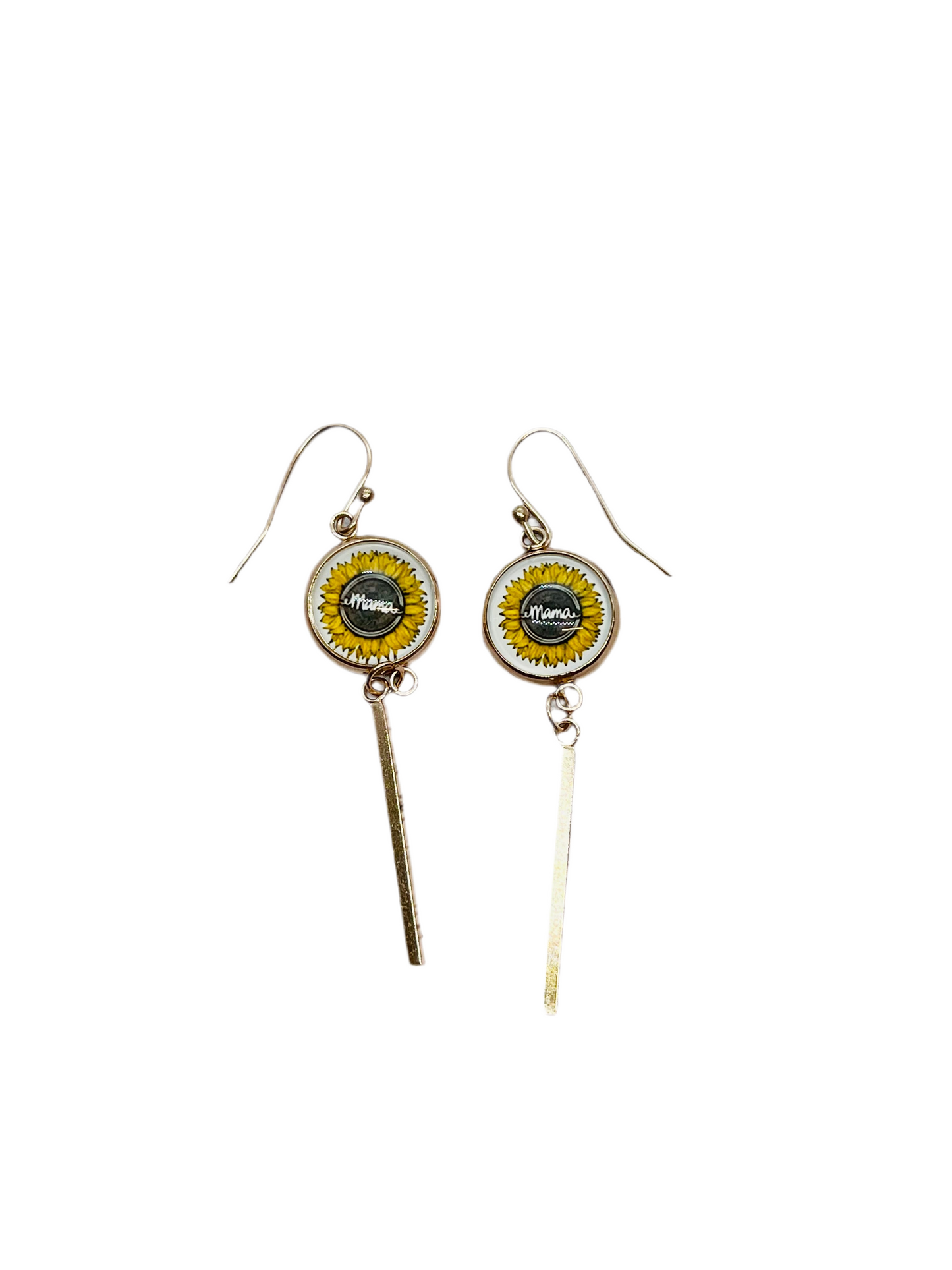 Custom Mama Sunflower Dangle Earrings