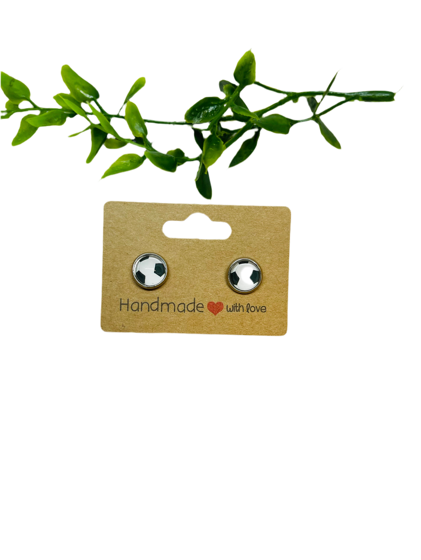 Soccer Ball 8mm Earrings