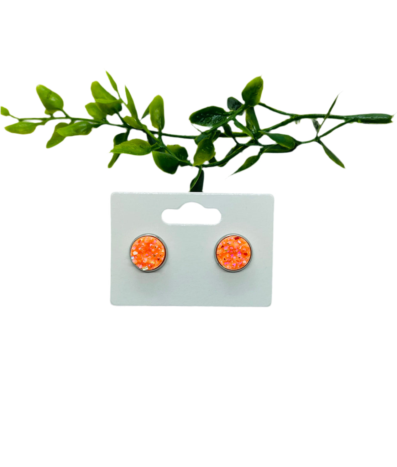 Orange Pop Druzy Earrings
