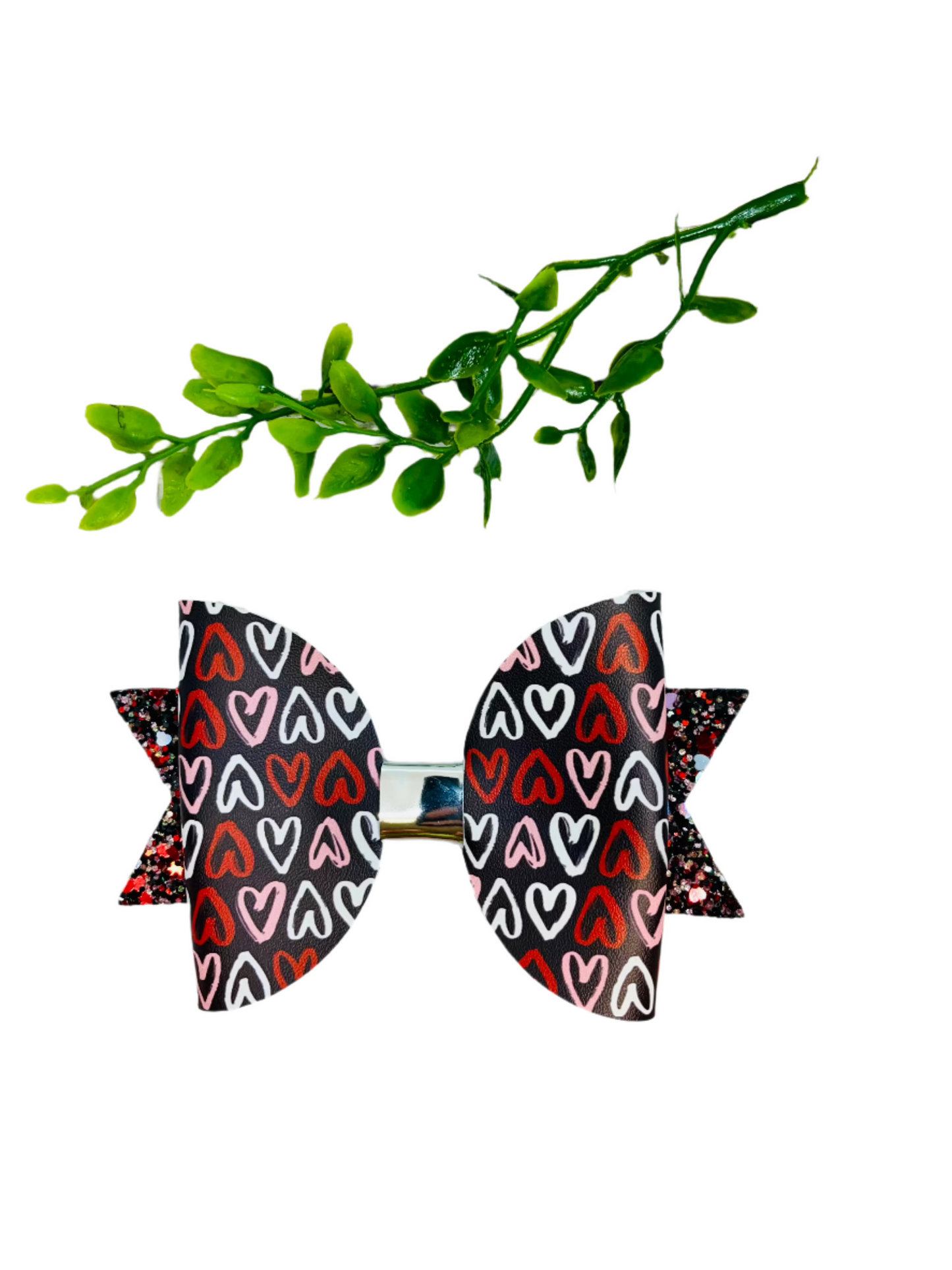 Up & Down Doodle Hearts Bow