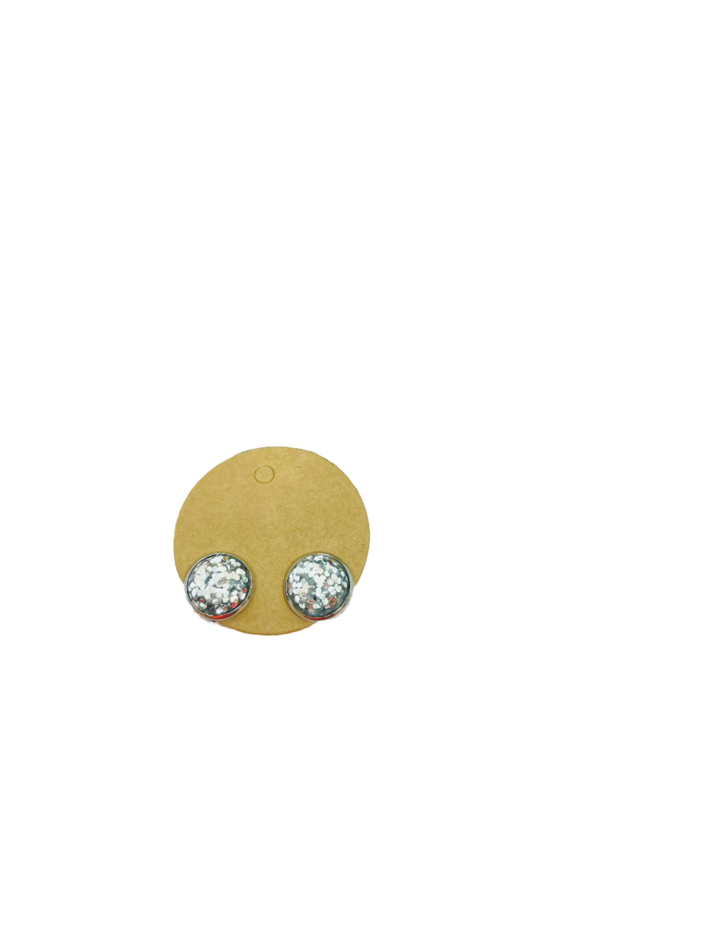 Silver Glitter Clip on Earrings