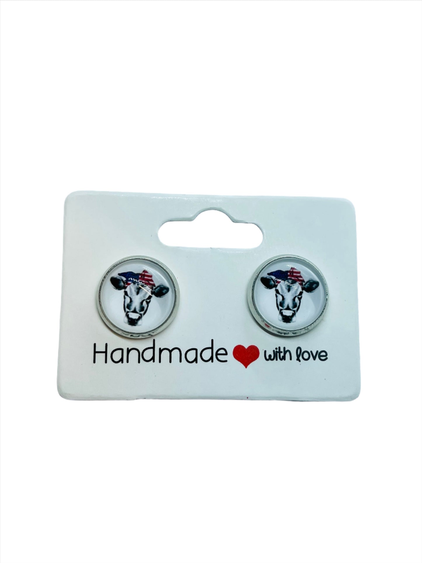 Patriotic Bandana Cow Earrings