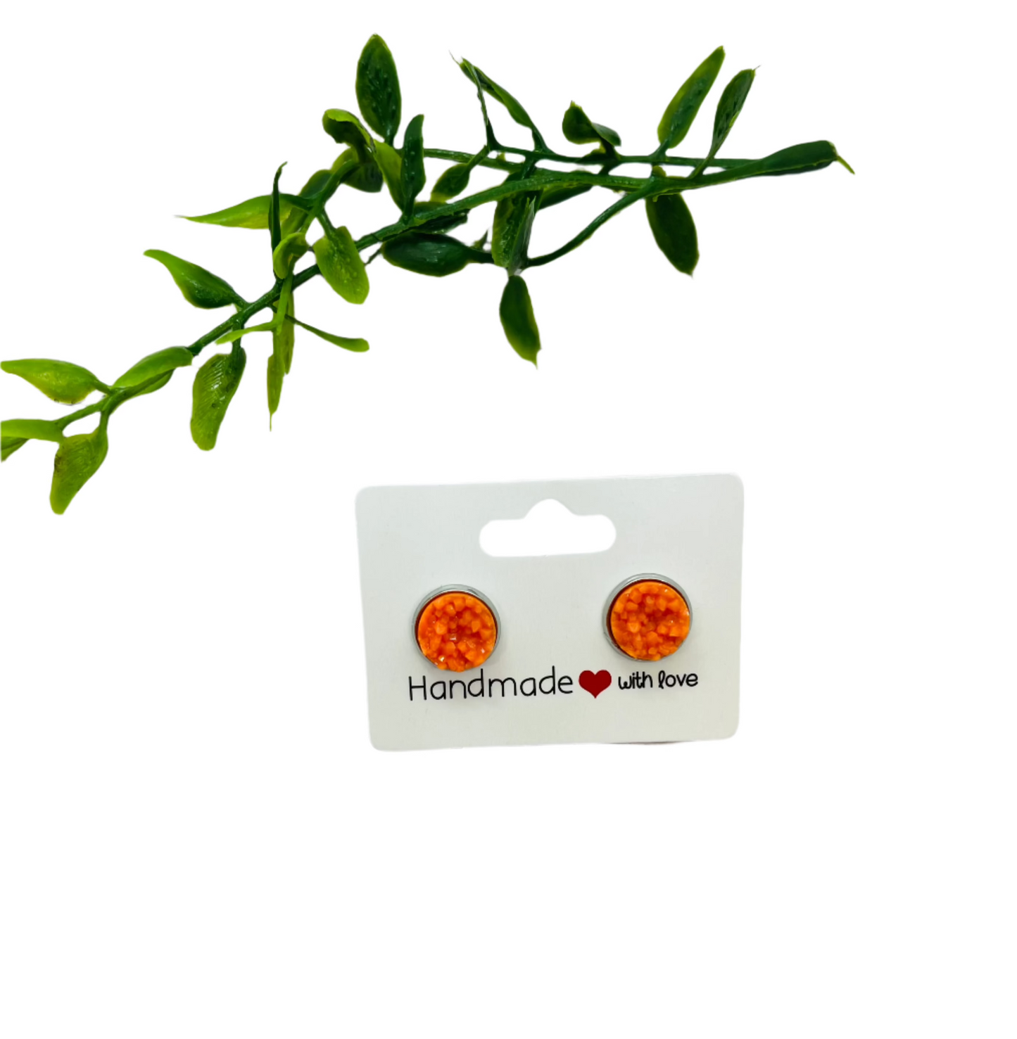 Matte Orange 10mm Druzy Earrings