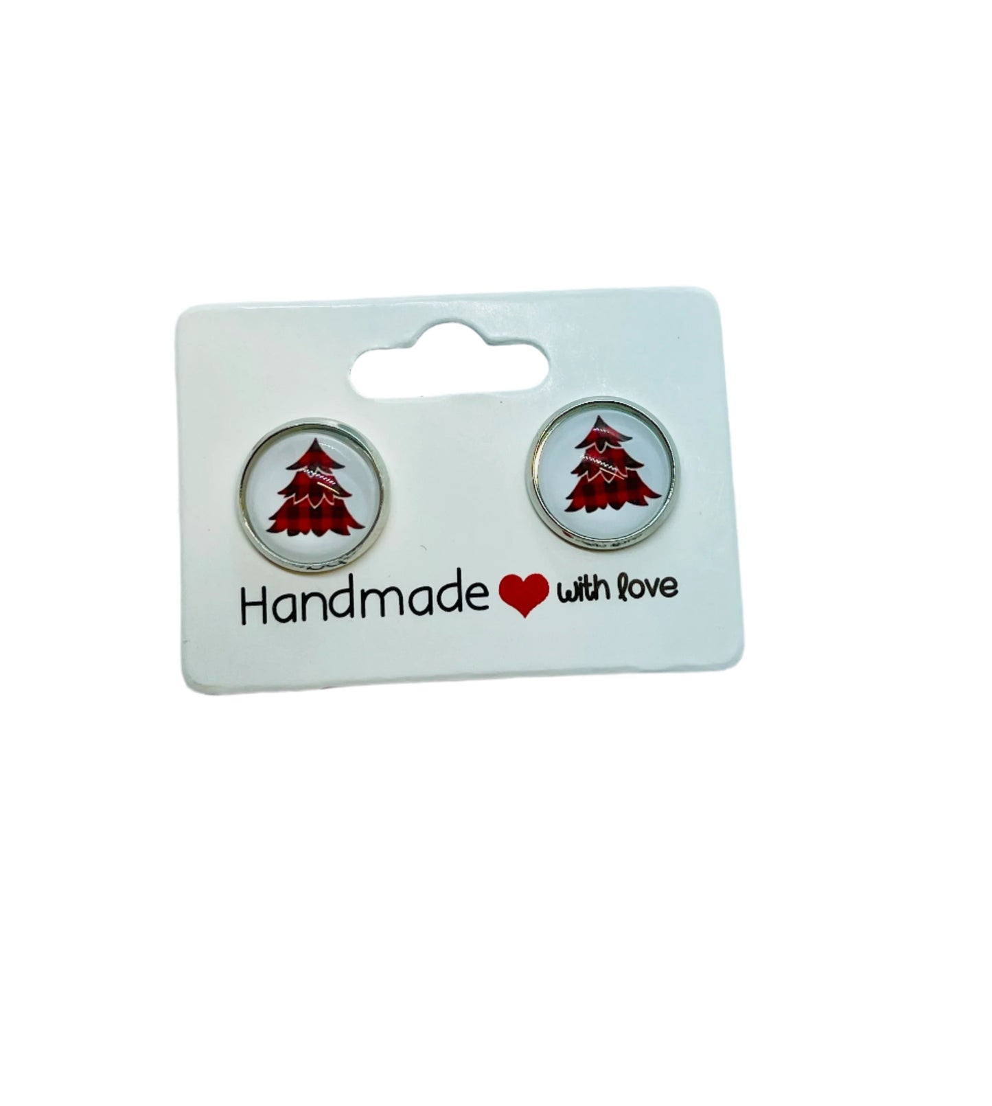 Buffalo Plaid Plaid Christmas Tree Earrings