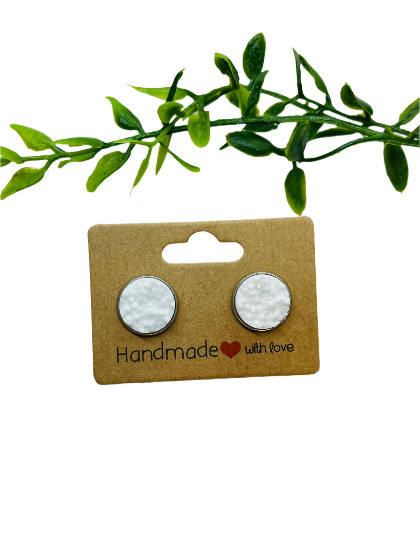 Matte White Druzy Earrings
