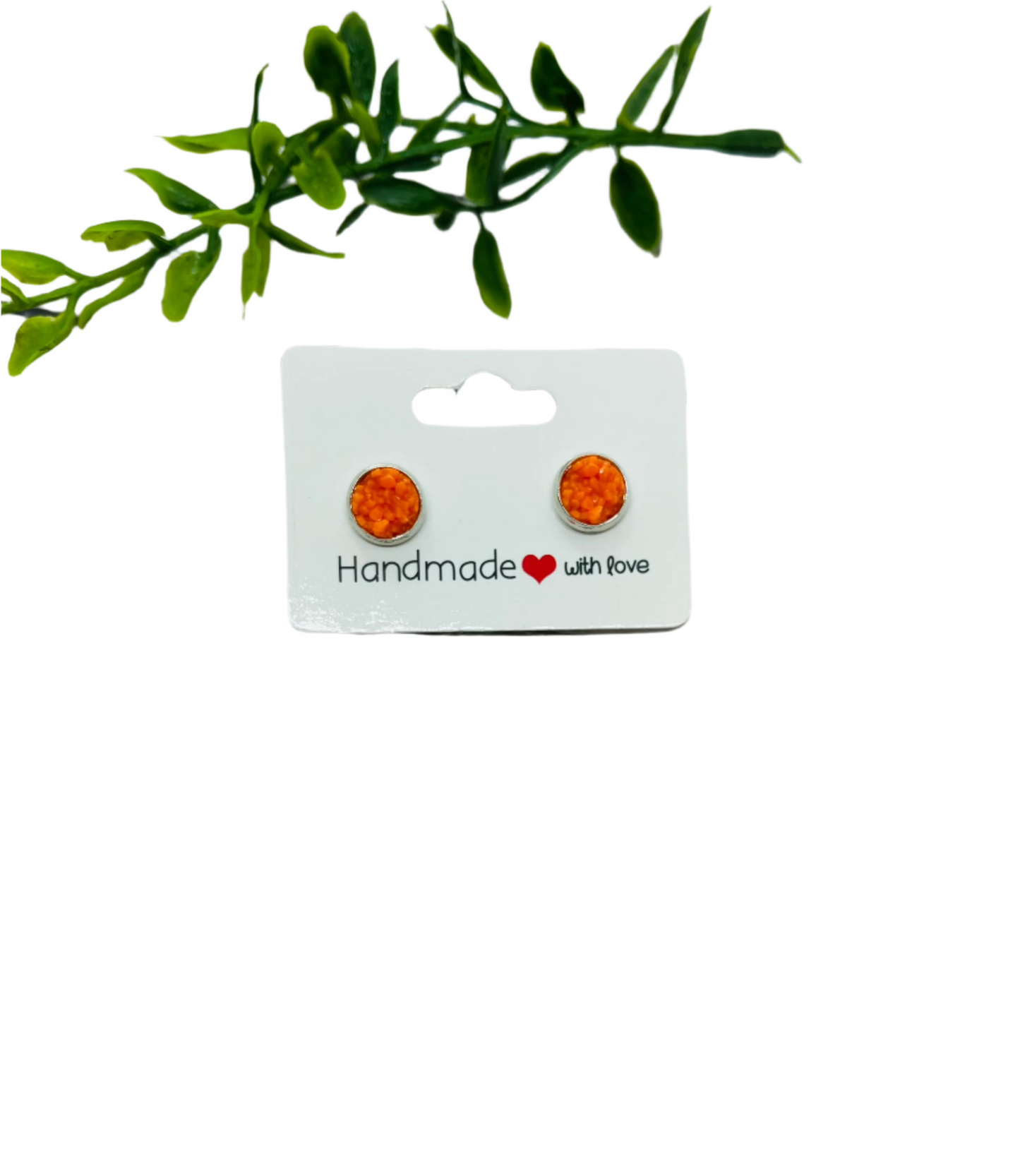 Matte Orange 8mm Druzy Earrings