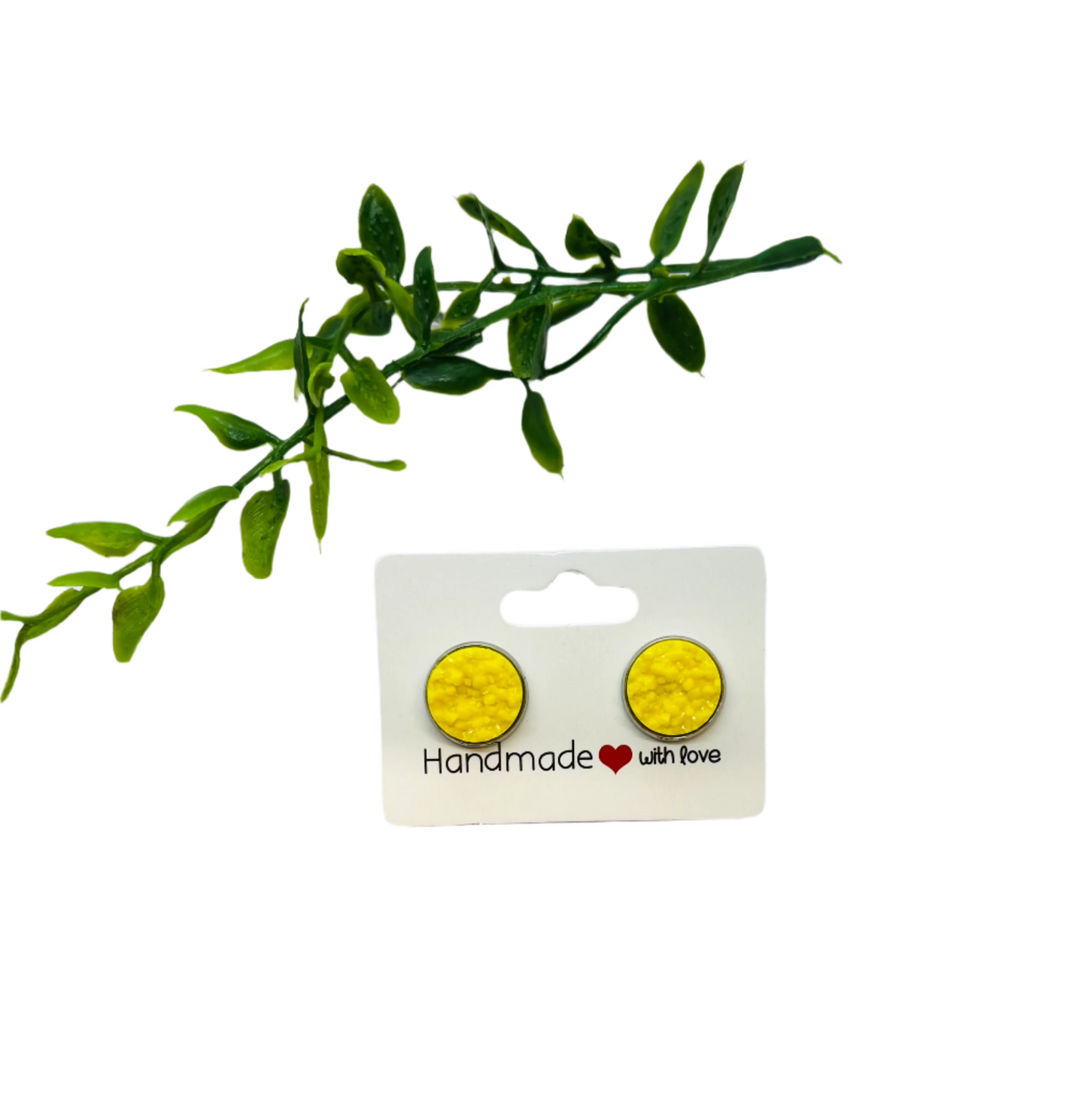 Matte Yellow Druzy Earrings