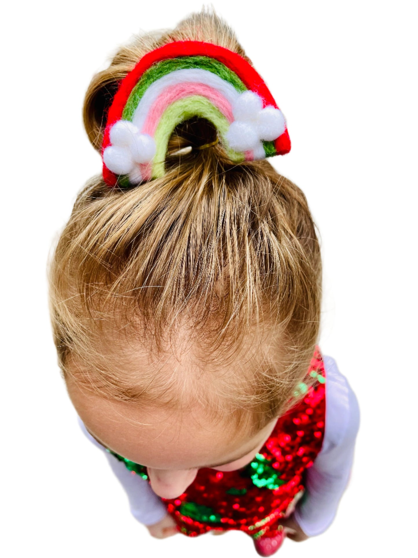 Felted Christmas Rainbow Clip