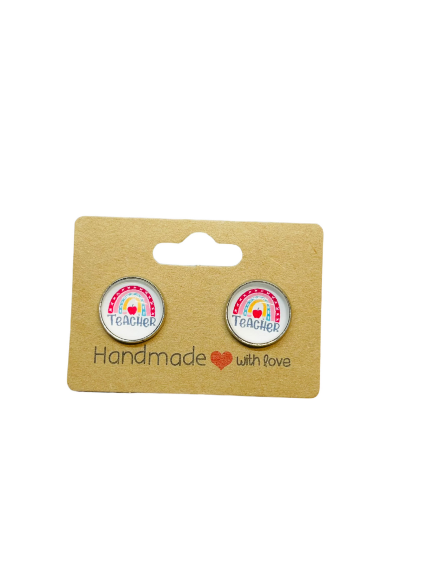 Teacher Pink Rainbow Earrings