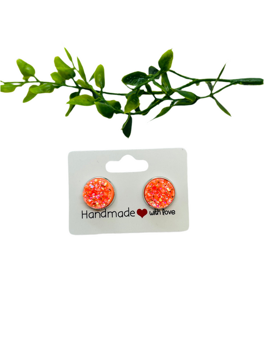 Orange Pop Druzy Earrings