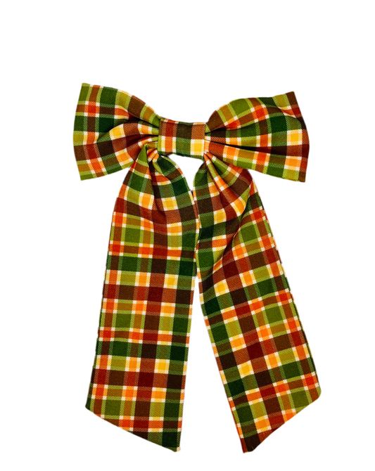 Fall Plaid Long-tail Bow