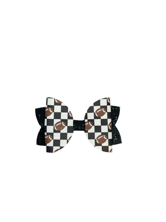 Checkered Football Bow