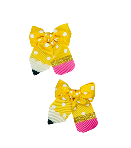 Polka Dot Pencil Piggytail Bows