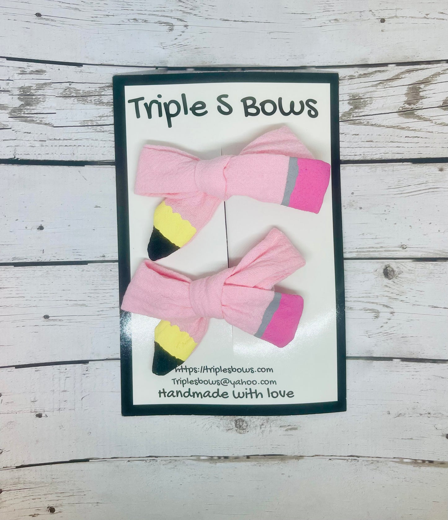 Pink Pencil Piggytail Bows