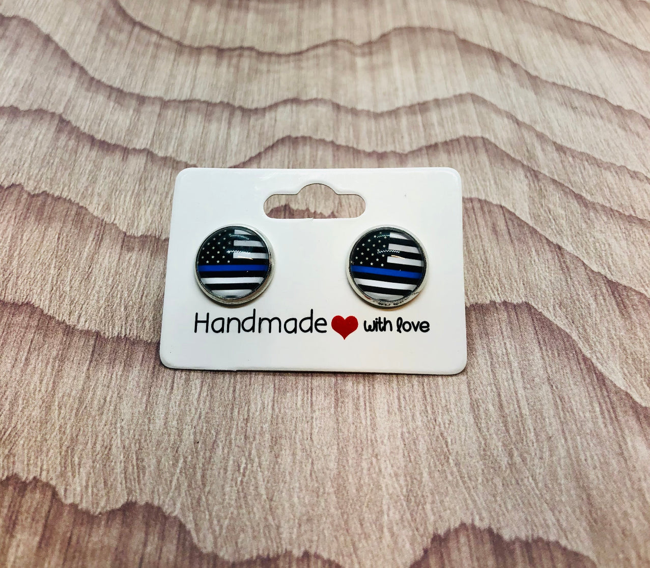 Blue Line Support Earrings