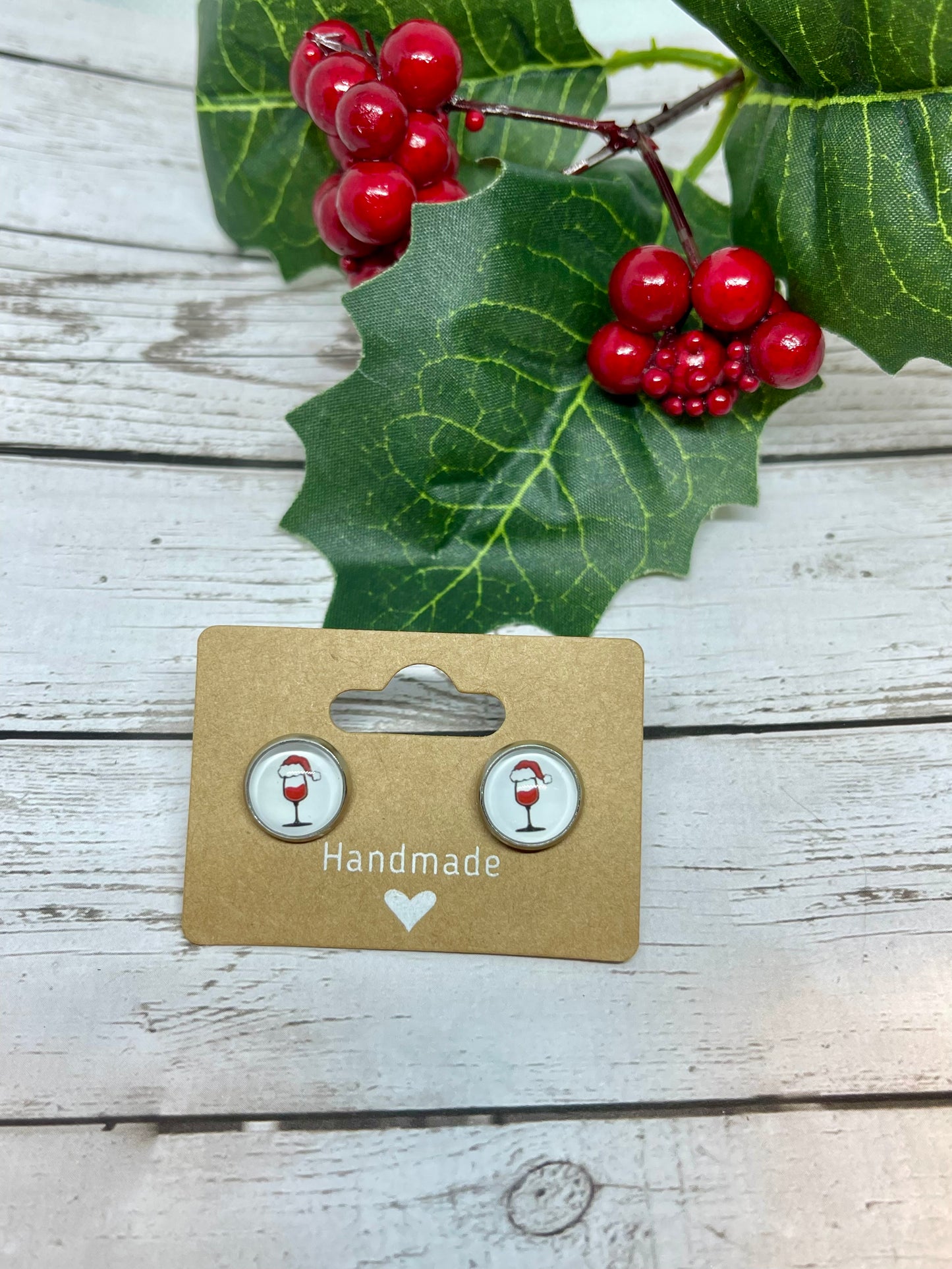 Christmas Wine 10mm Earrings