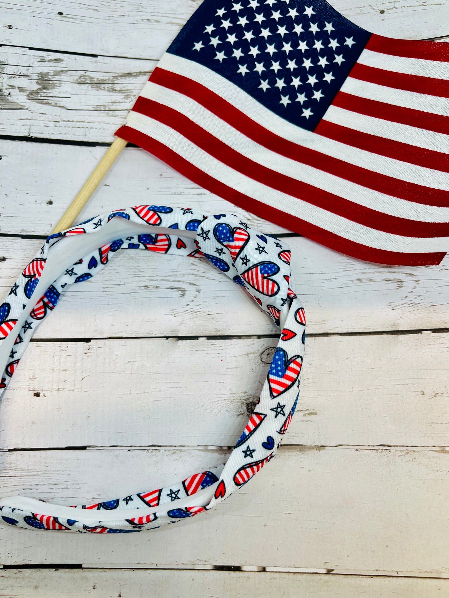 Patriotic Hearts Knotted Headband