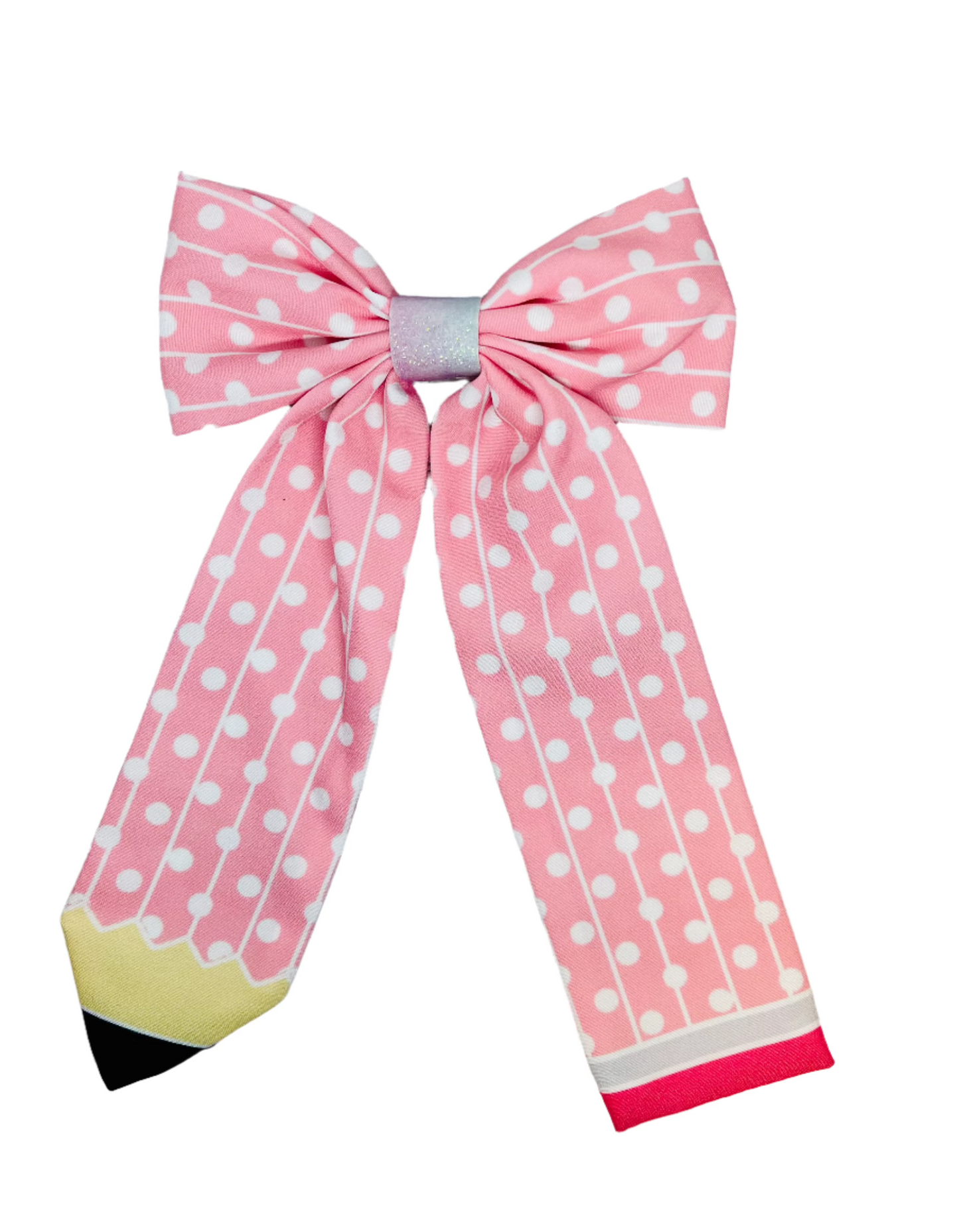 Pink Polka Dot Pencil Long-tail Bow