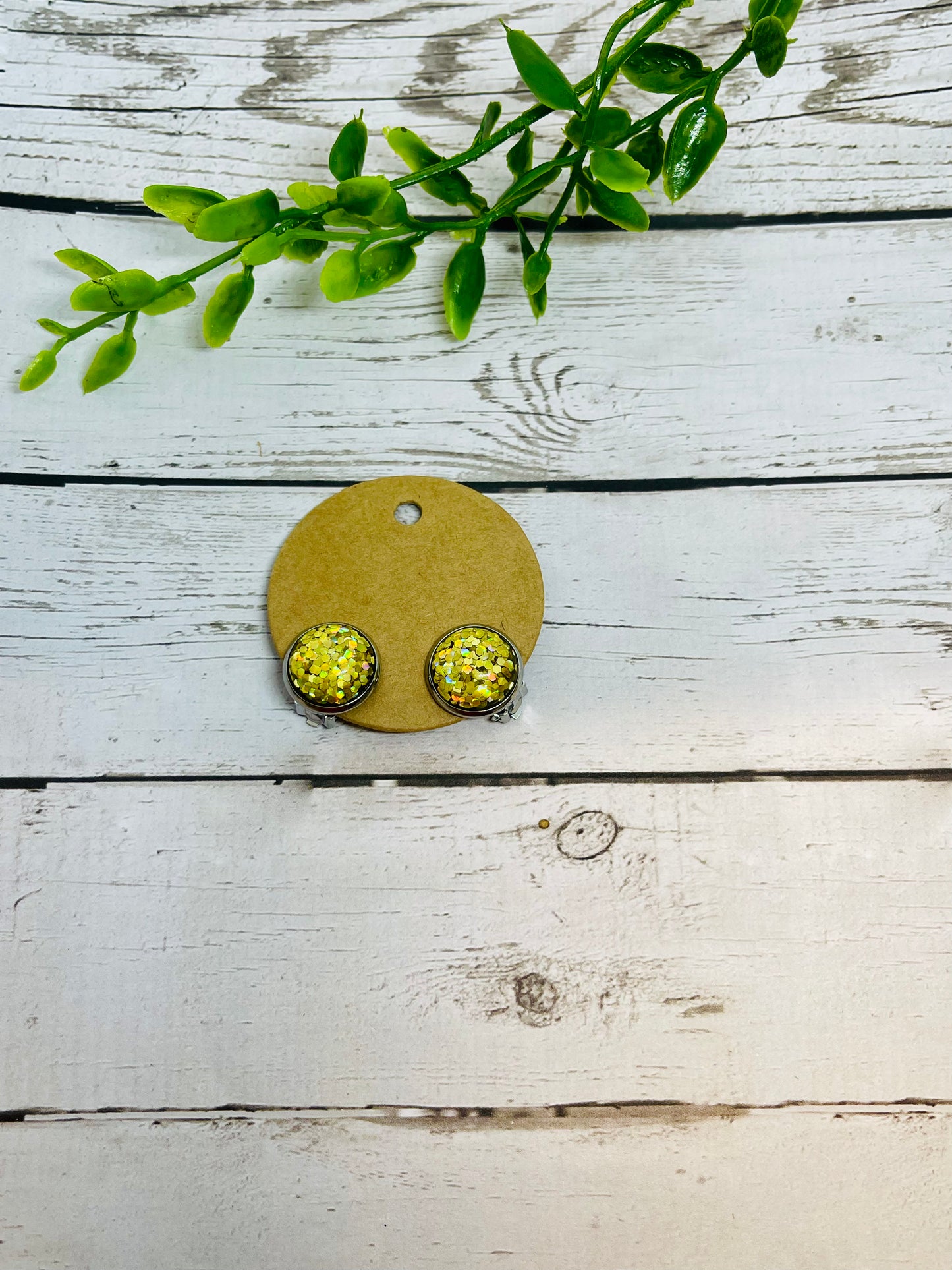 Gold Glitter Clip on Earrings