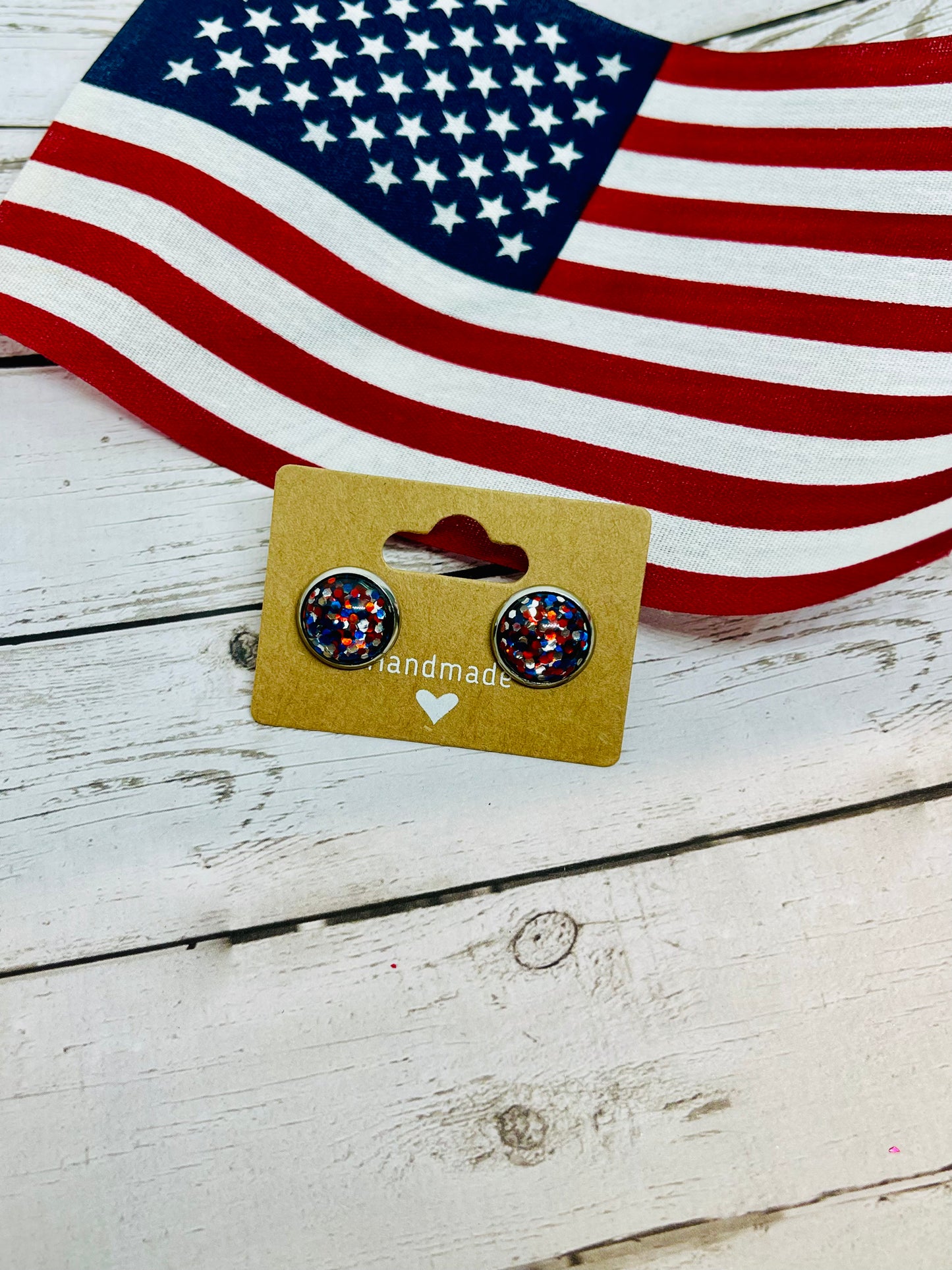 Patriotic Glitter Earrings