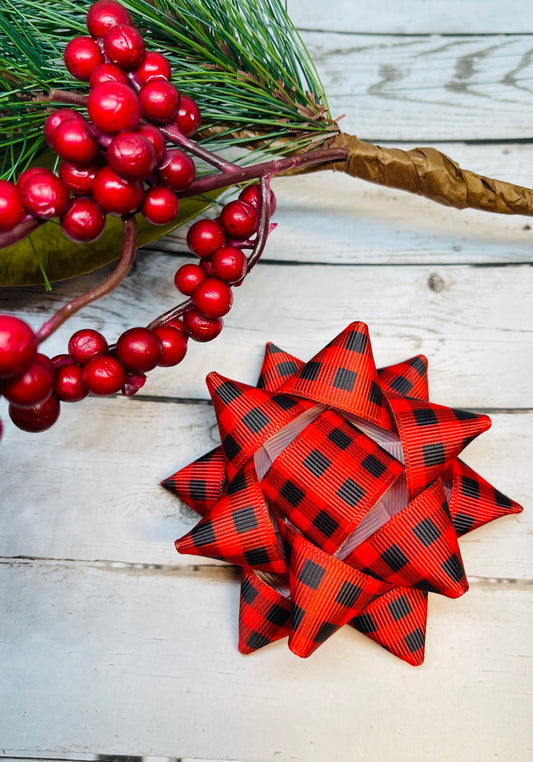 Red & Black Buffalo Plaid Present Hair Bow