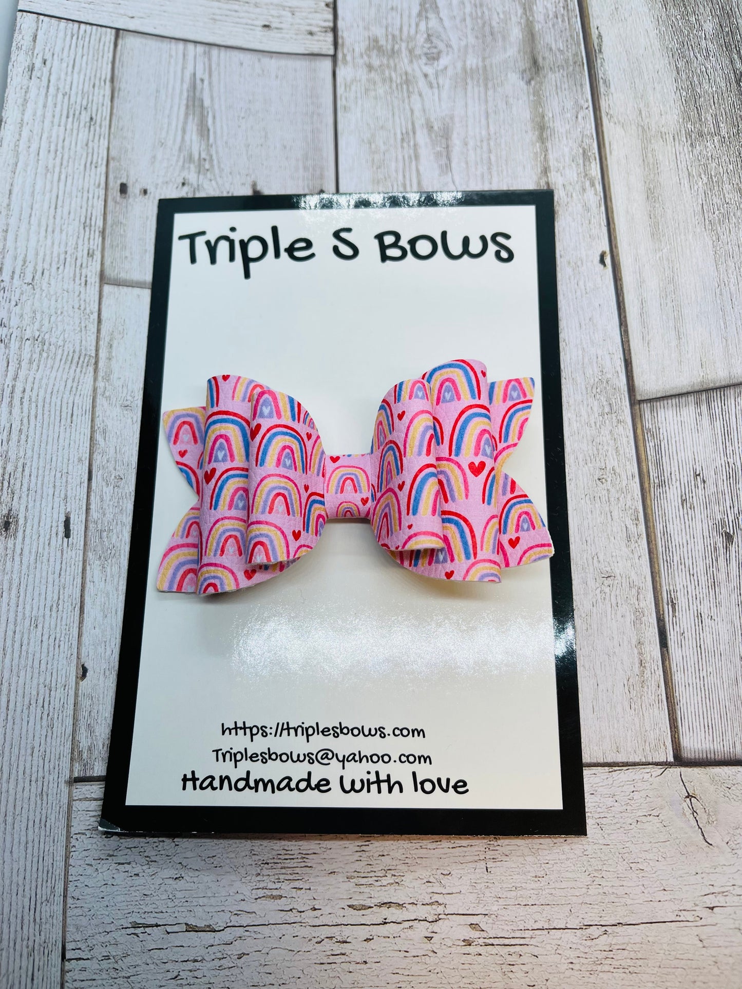 Rainbows & Hearts Bow