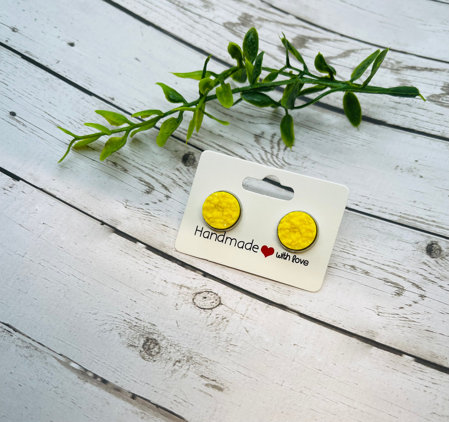 Matte Yellow Druzy Earrings