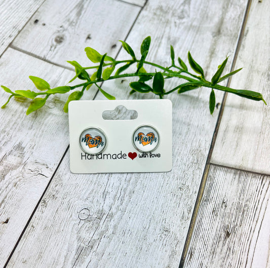 Basketball Mama Heart Earrings