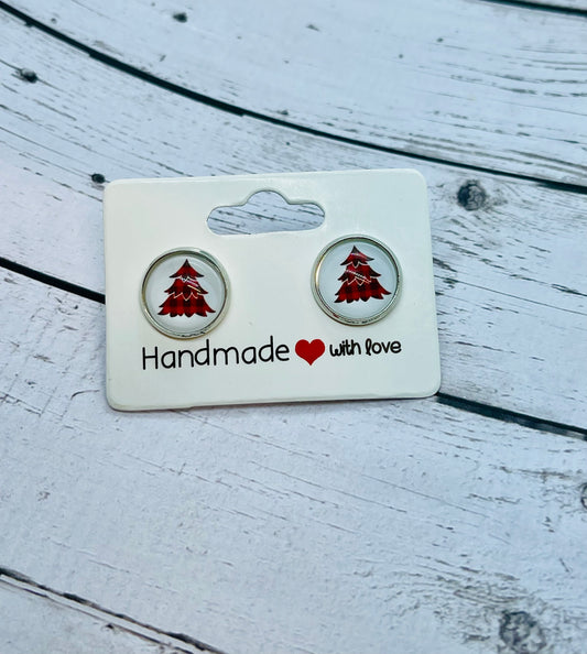 Buffalo Plaid Plaid Christmas Tree Earrings