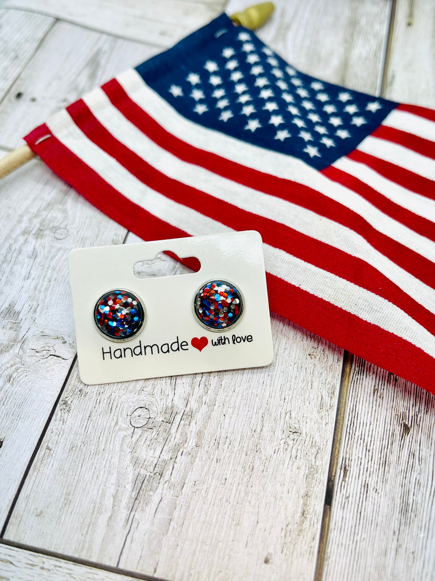 Patriotic Glitter Earrings