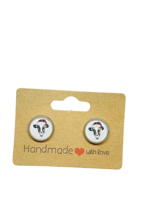 Christmas Cow 10mm Earrings