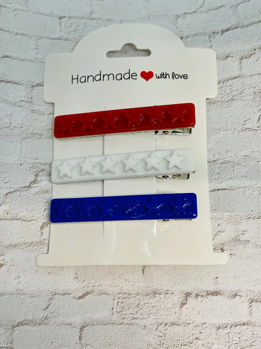 Red, White, & Blue Acrylic Star Clips