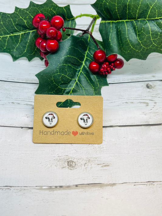 Christmas Cow 10mm Earrings