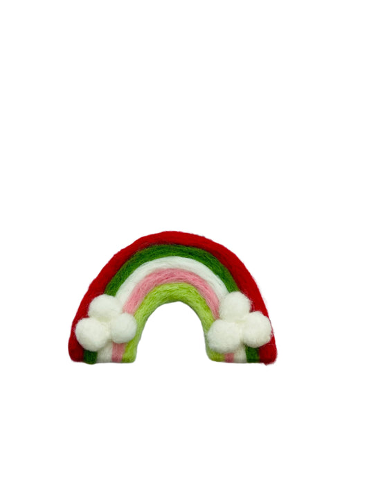 Felted Christmas Rainbow Clip