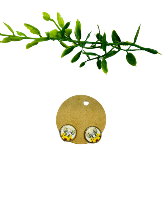Sunflower Elephant Clip on Earrings