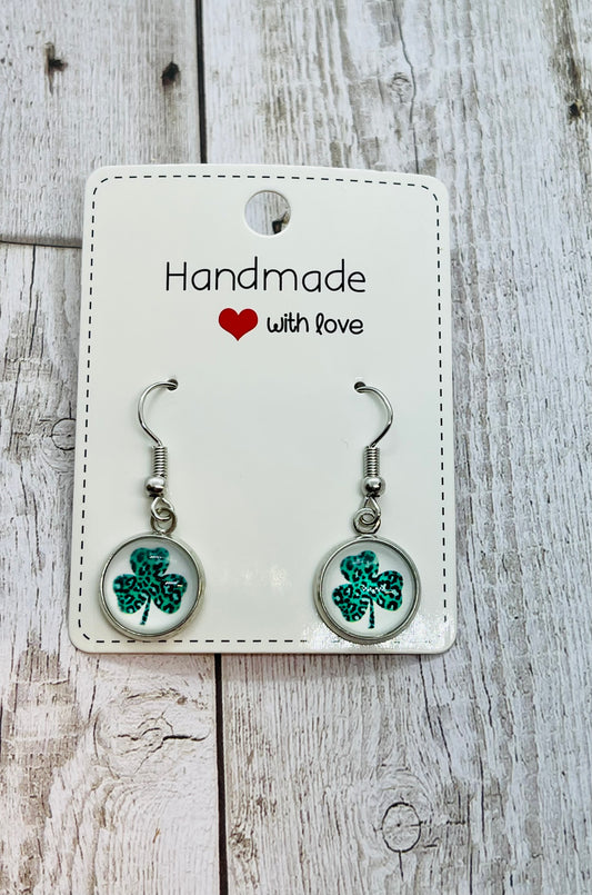 Leopard Shamrock Dangle Earrings