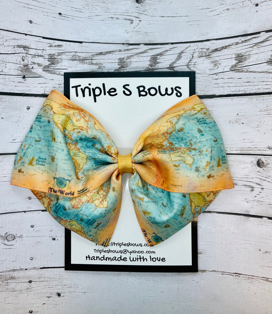 World Map Ribbon Bow