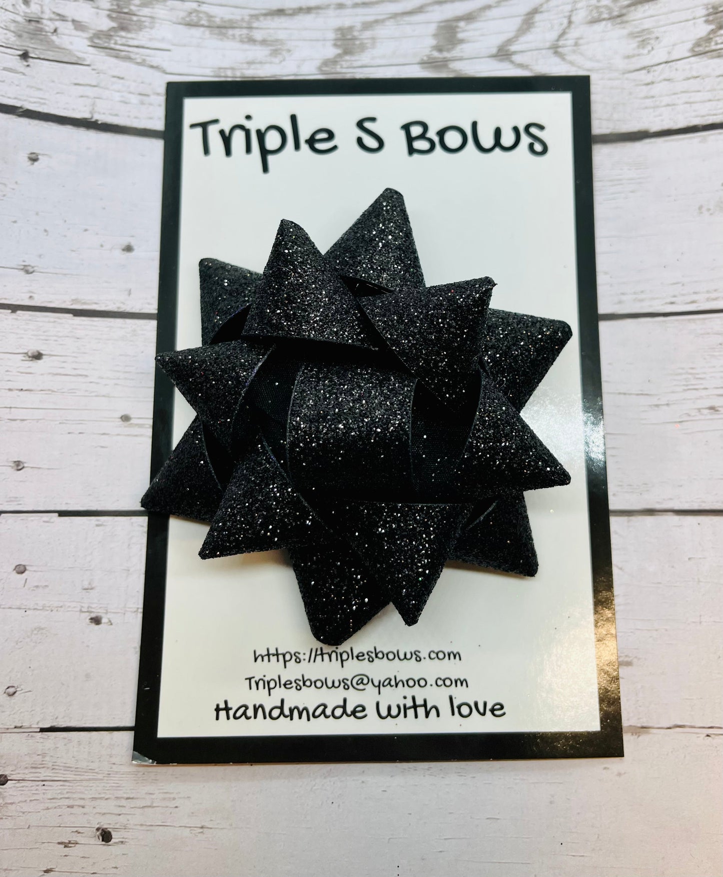 Black Glitter Present Hair Bow