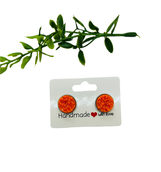 Matte Orange Druzy Earrings