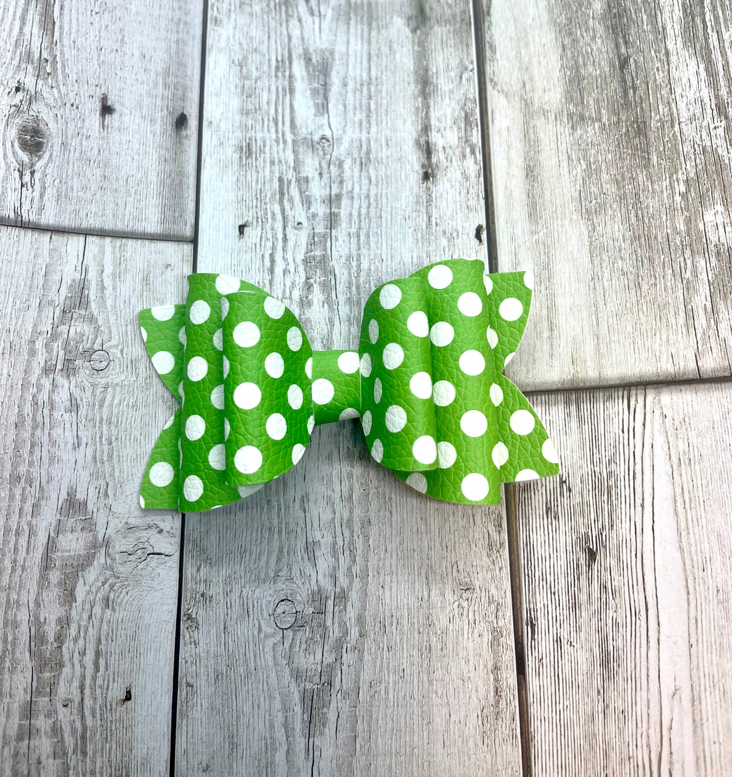 Polka Dot On Green Bow