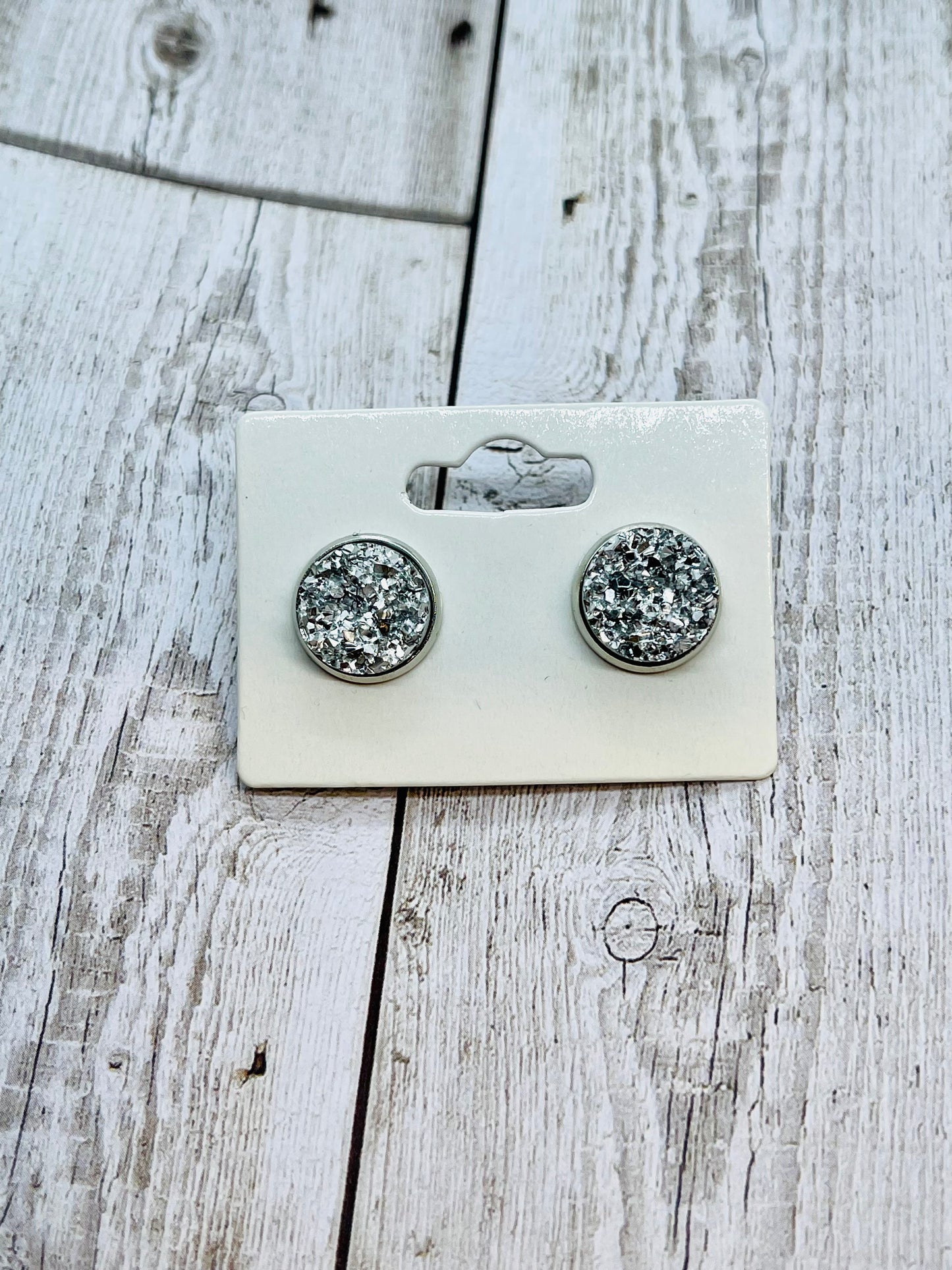 Silver Druzy Sparkle Earrings