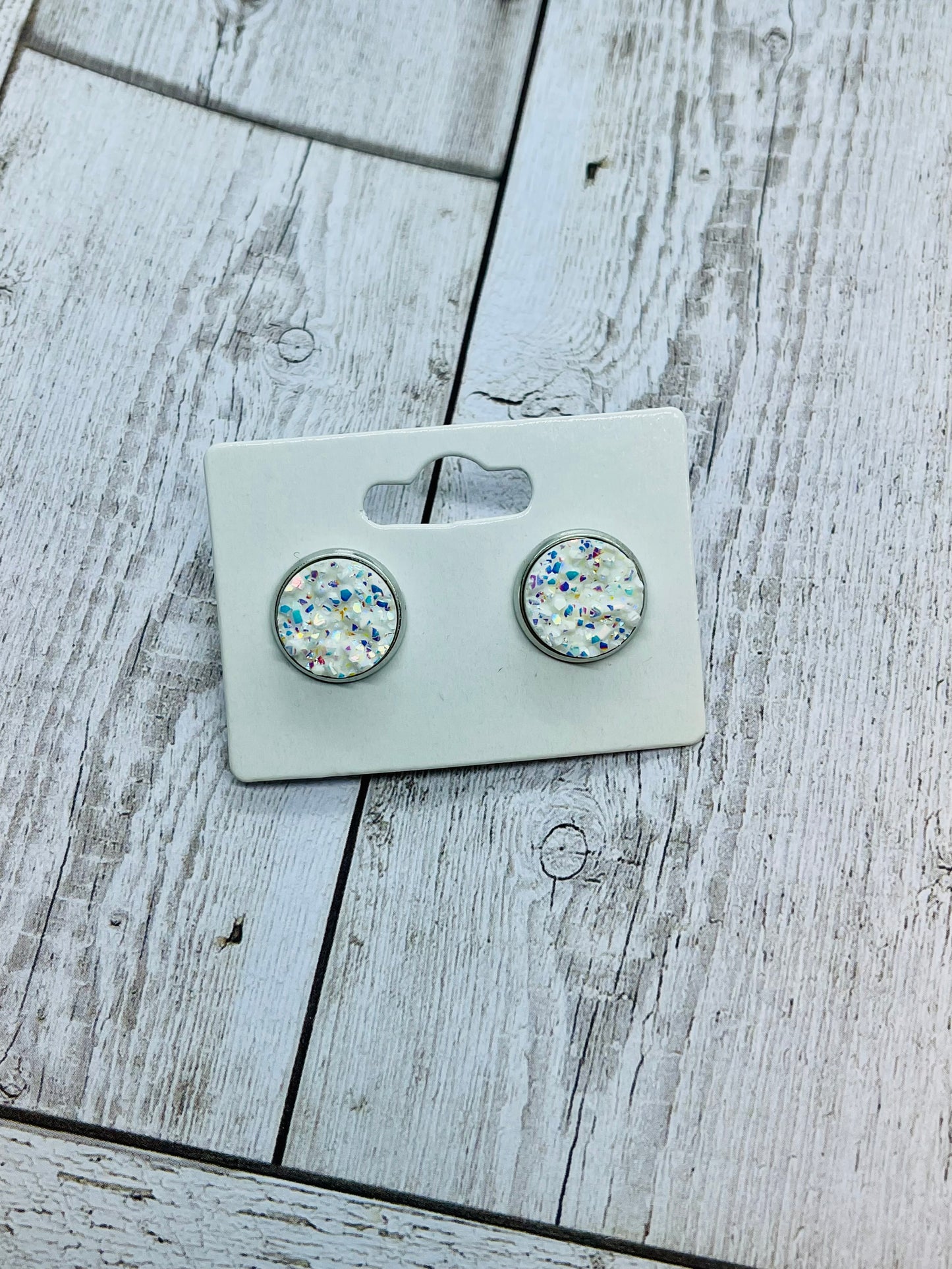 White Ice Druzy Earrings