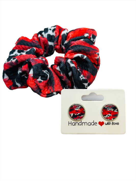 Cow Print Brushstrokes Earring & Scrunchie Bundle