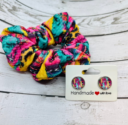 Serape Brushstrokes Earring & Scrunchie Bundle