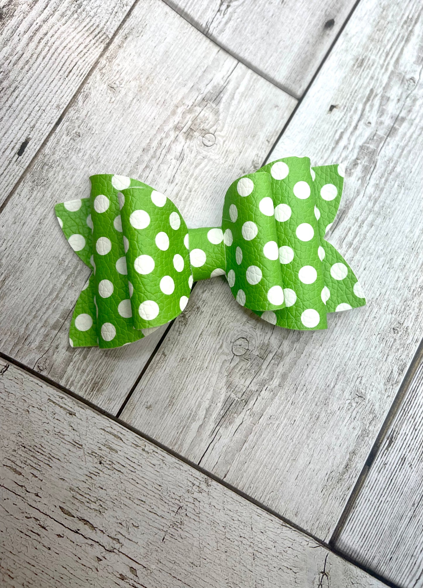 Polka Dot On Green Bow